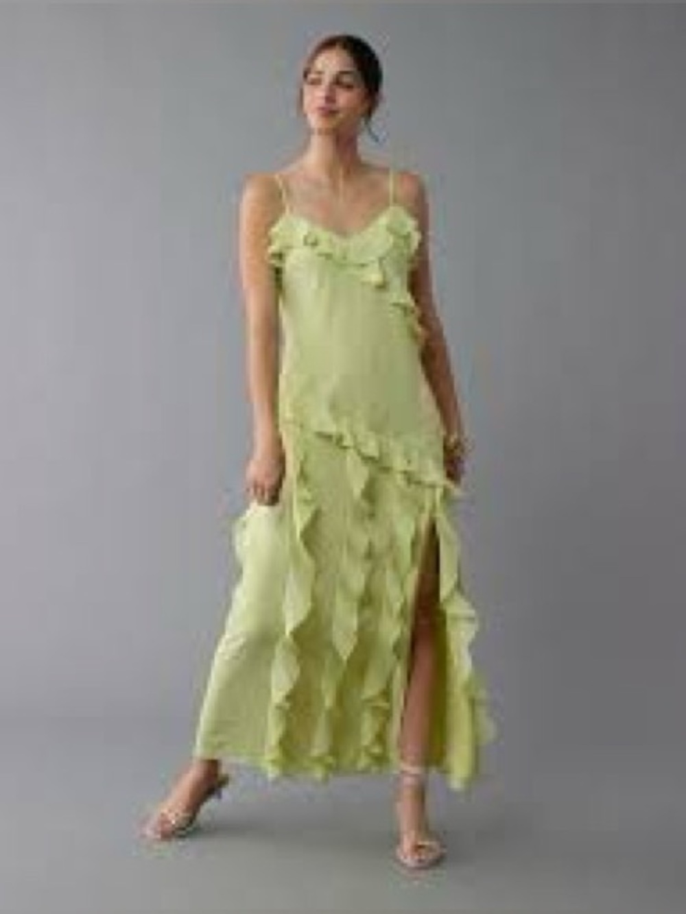 American Eagle maxi dress ruffles in green new nwt